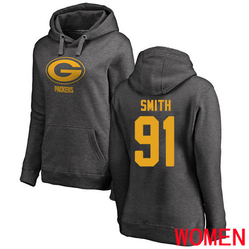 Green Bay Packers Ash Women #91 Smith Preston One Color Nike NFL Pullover Hoodie Sweatshirts->women nfl jersey->Women Jersey